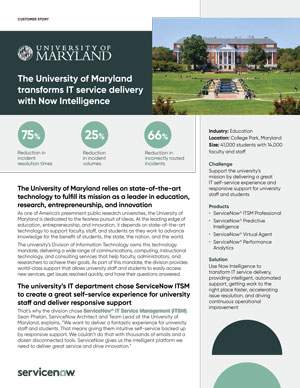 University of Maryland Case Study Service Catalogie 1